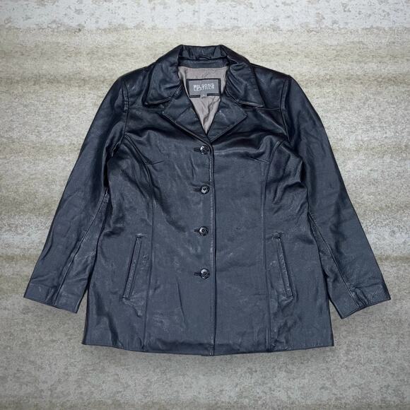Wilsons Leather Jackets & Blazers - Vintage 90s Wilsons Genuine Leather Jacket Womens L Jet Black